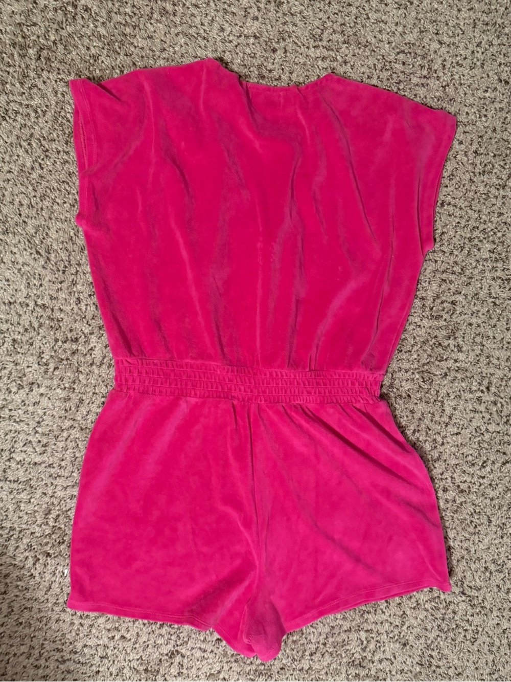 Juicy Couture Hot Pink V-Neck Elastic Waist Velour Romper - Picture 7 of 7
